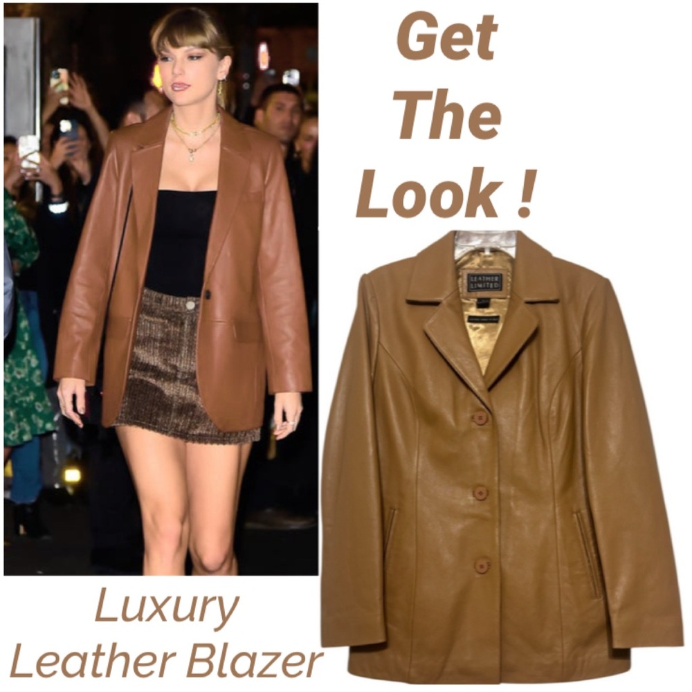 Leather Jacket Brown Genuine Luxury Italian Tanned in Italy Tan Beige Size Large